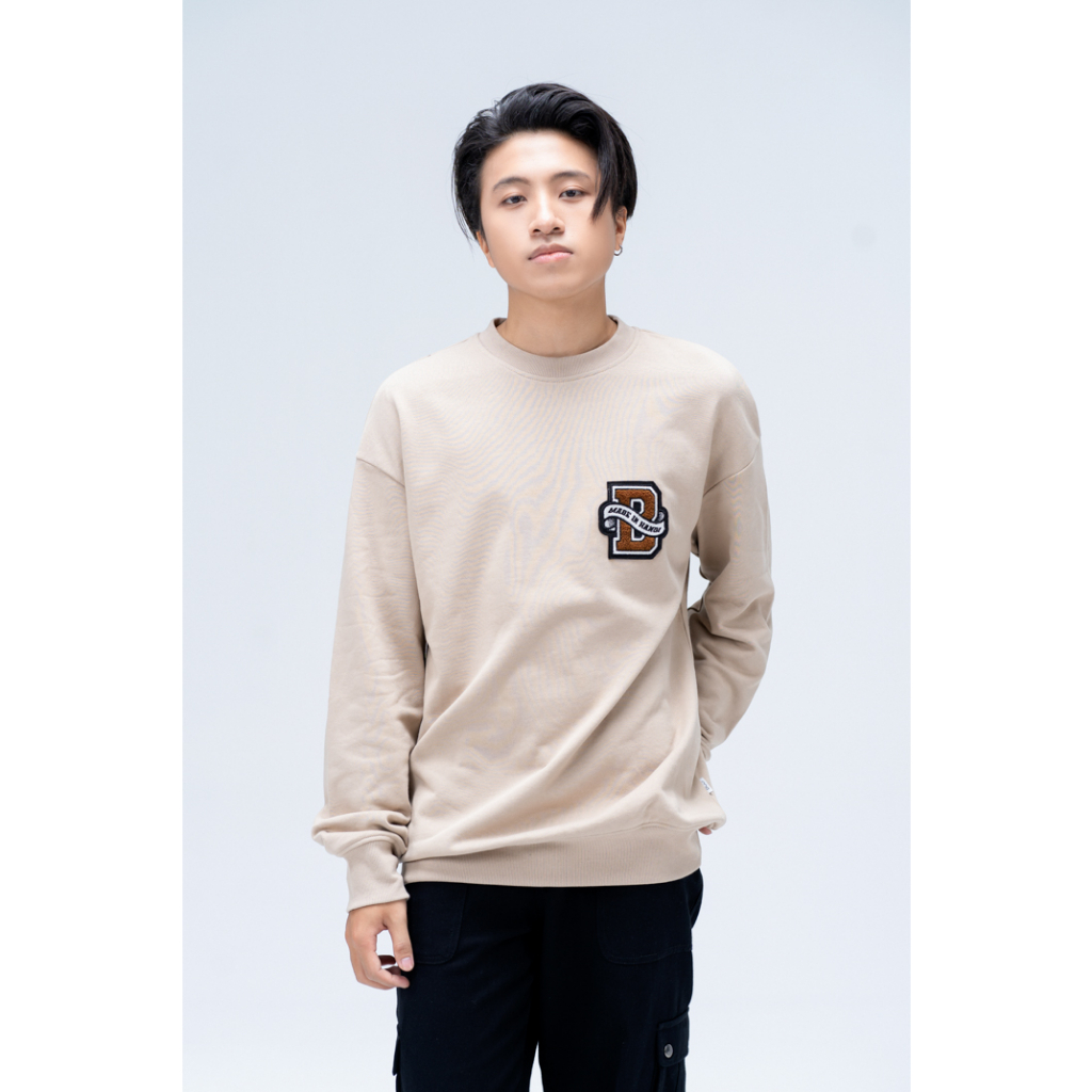 Áo Nỉ Không Mũ BOO Unisex Vải Nỉ Da Cá Thêu Logo Hayho