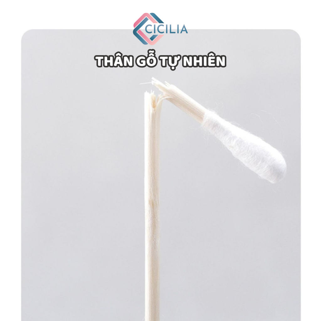 Tăm Bông Gói 100 Chiếc CICILIA Bằng Gỗ Tre Chắc Chắn Tiện Lợi Tăm Bông Ngoáy Tai Tre Thân Thiên Môi Trường CI-044