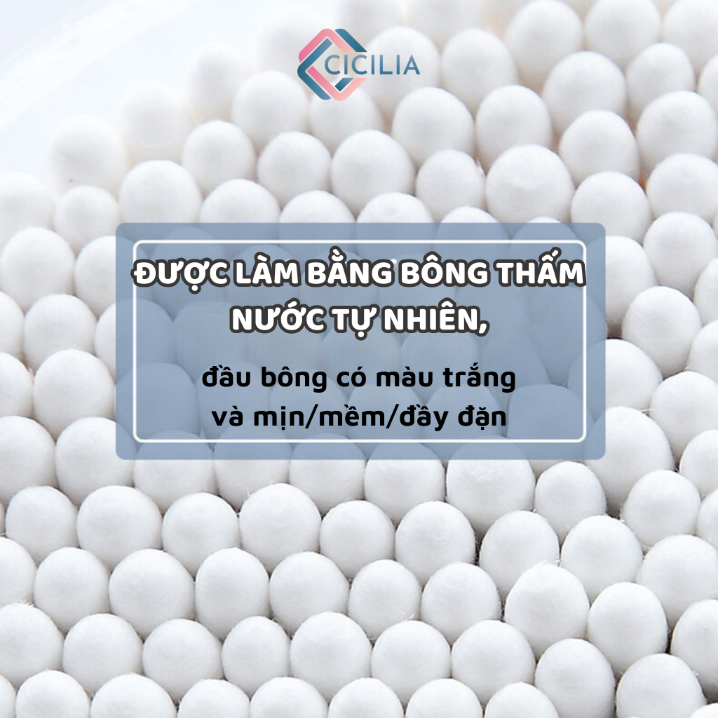 Tăm Bông Gói 100 Chiếc CICILIA Bằng Gỗ Tre Chắc Chắn Tiện Lợi Tăm Bông Ngoáy Tai Tre Thân Thiên Môi Trường CI-044