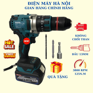 Máy khoan pin makita không chổi than đầu 13mm bosch 3 chức năng có búa bắn bắn vít rút lõi siêu khỏe bền tặng