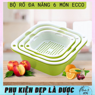 Bộ thau rổ, bộ 3 thau rổ Thương hiệu Ecco chất liệu nhựa, bộ 3 thau rổ nhựa nhiều size và nhiều màu