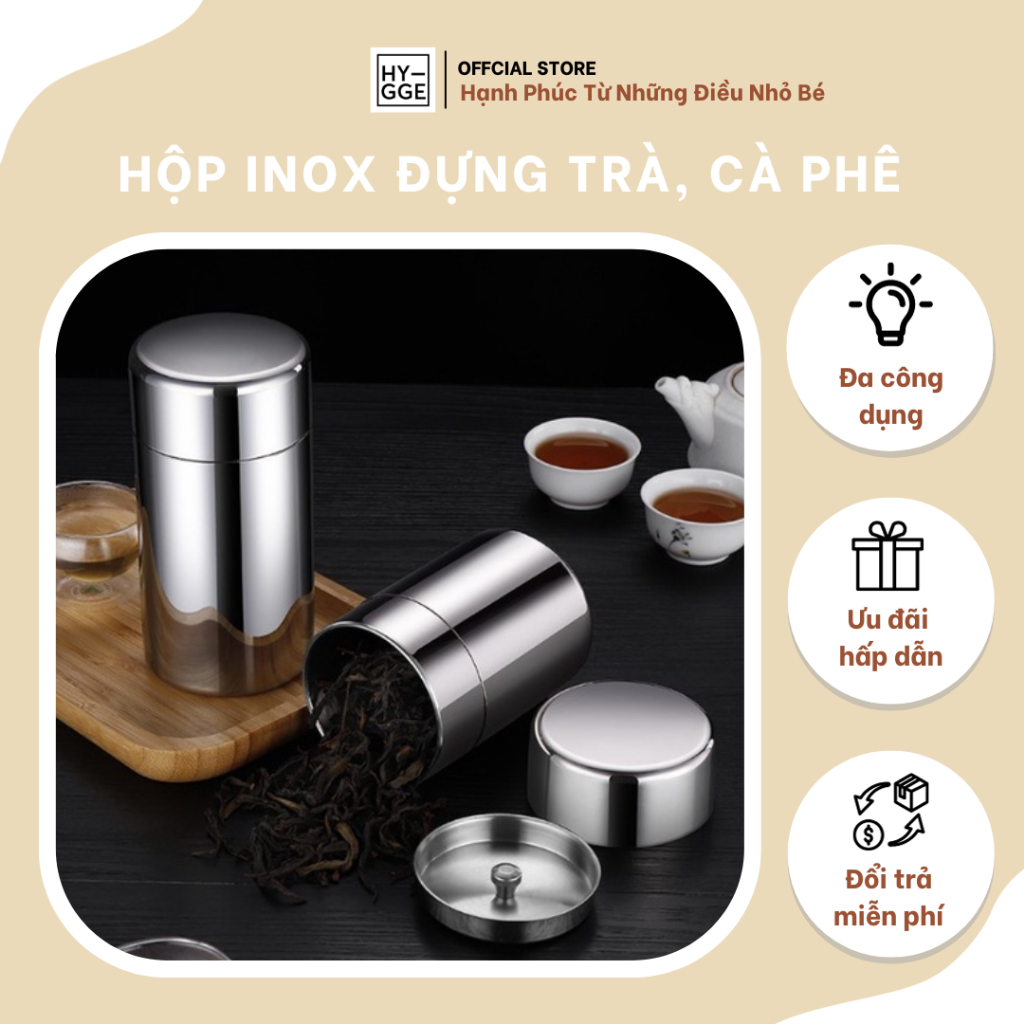 Hộp Inox Đựng Trà, Cà phê, Trà Mini Chống Thấm Nước Mang Đi Du Lịch Tiện Dụng