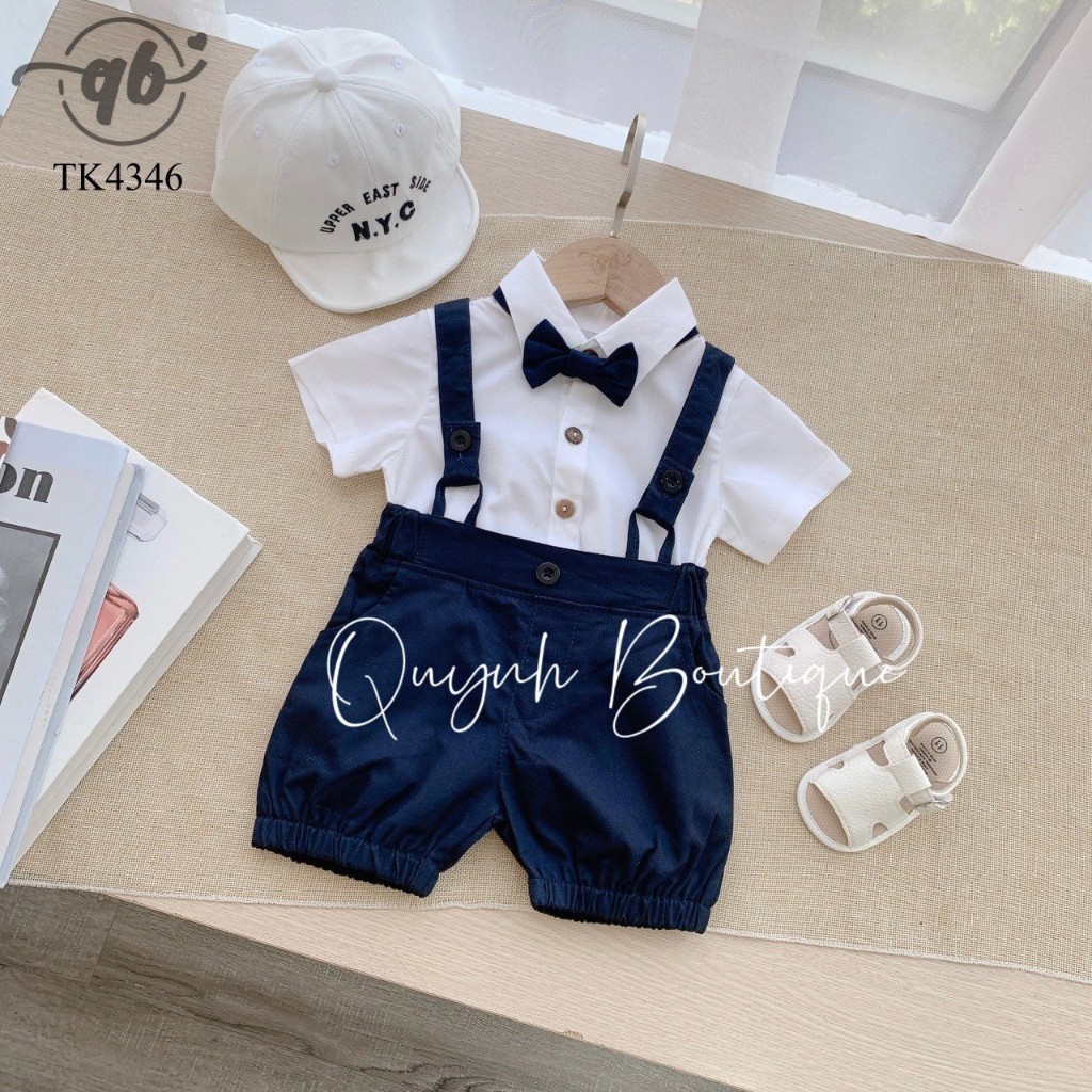 Set Yếm Công Tử Bé Trai Yếm Công Tử Áo Trắng Quỳnh Boutique