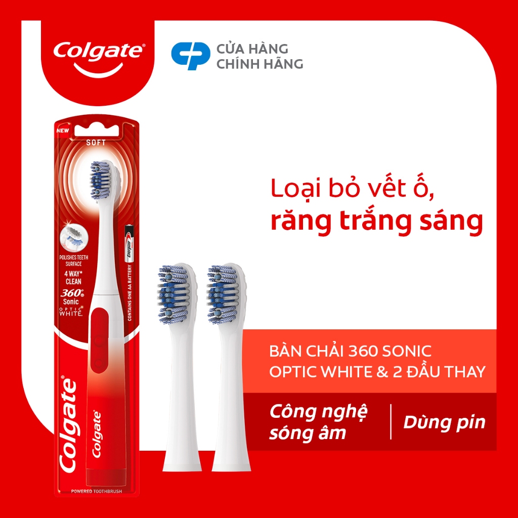 Bàn chải điện Colgate Sonic 360 Charcoal công nghệ sóng âm rung 20,000 nhịp/phút kèm 2 đầu thay