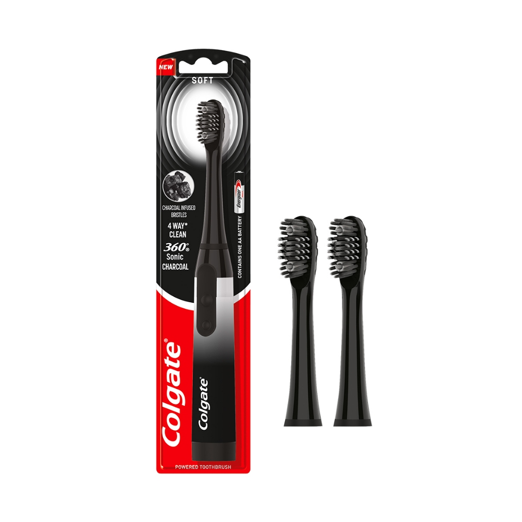 Bàn chải điện Colgate Sonic 360 Charcoal công nghệ sóng âm rung 20,000 nhịp/phút kèm 2 đầu thay