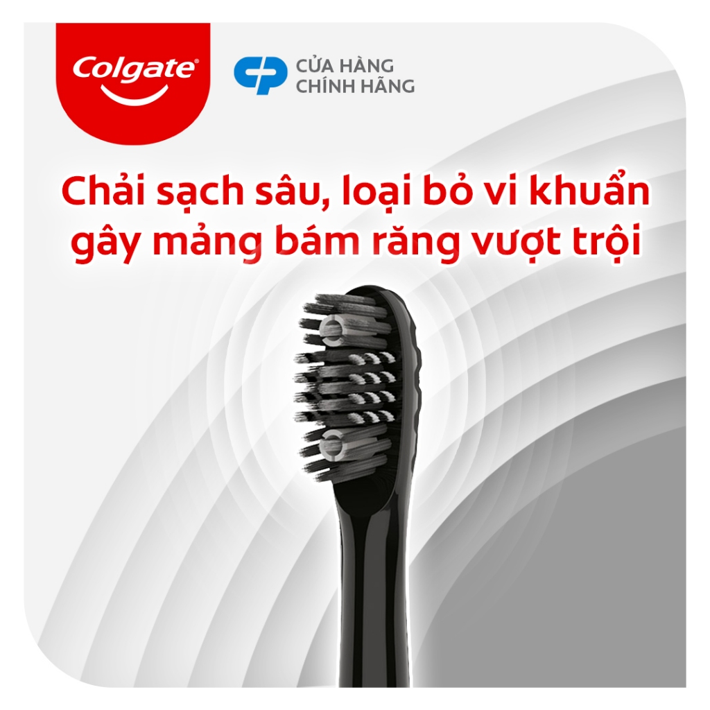 Bàn chải điện Colgate Sonic 360 Charcoal công nghệ sóng âm rung 20,000 nhịp/phút kèm 2 đầu thay