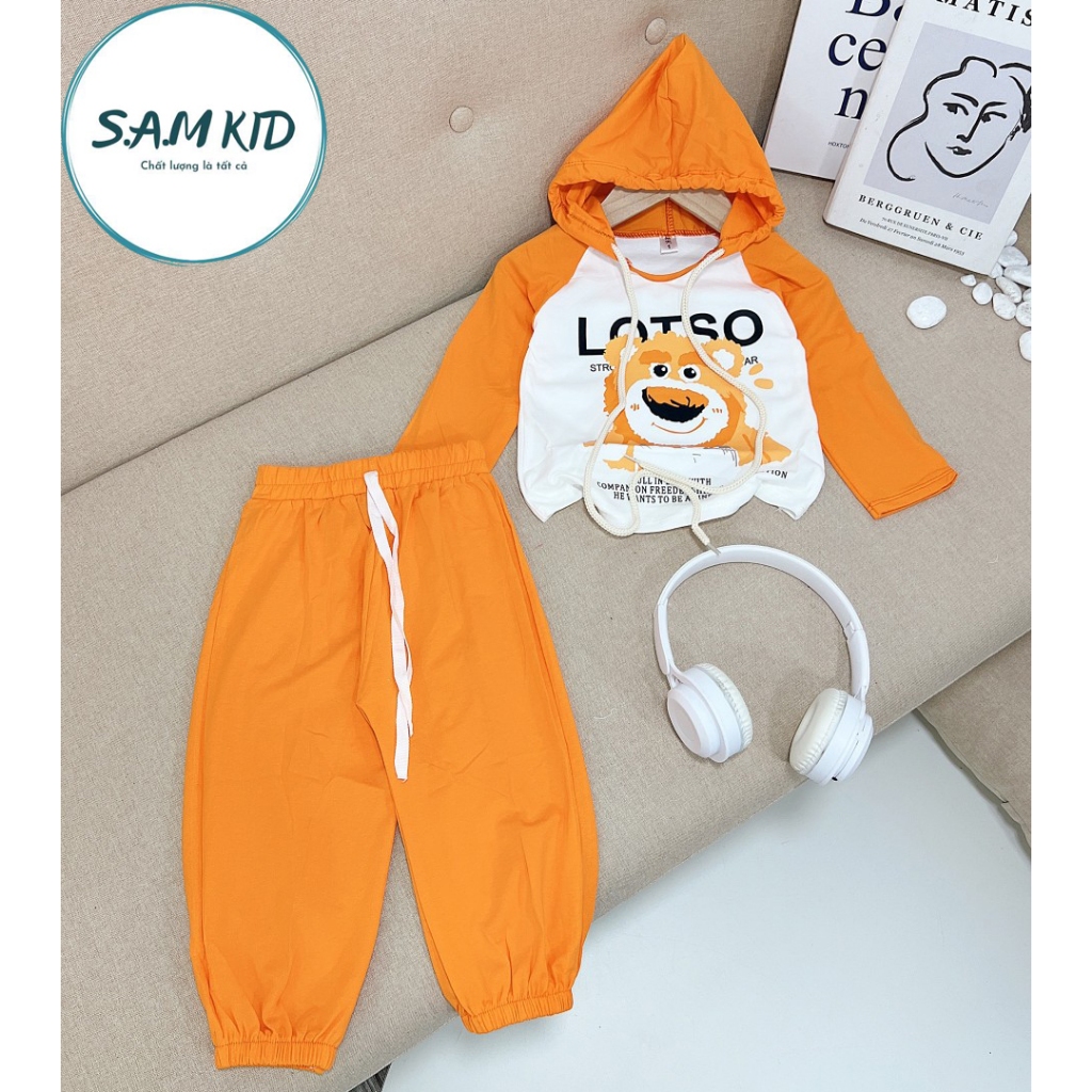 8-40kg Đồ bộ bé gái áo mũ quần dài bo có size đại vải thun cotton mềm