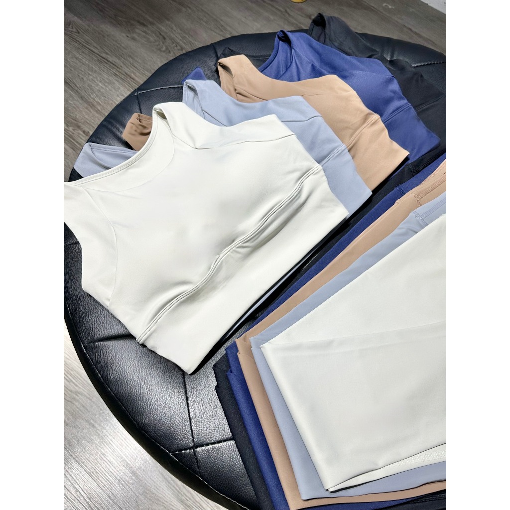 Set bộ tập Gym Yoga Lulu thun lạnh mút đúc Quảng Châu cao cấp - Chất liệu polyester, spandex co giãn