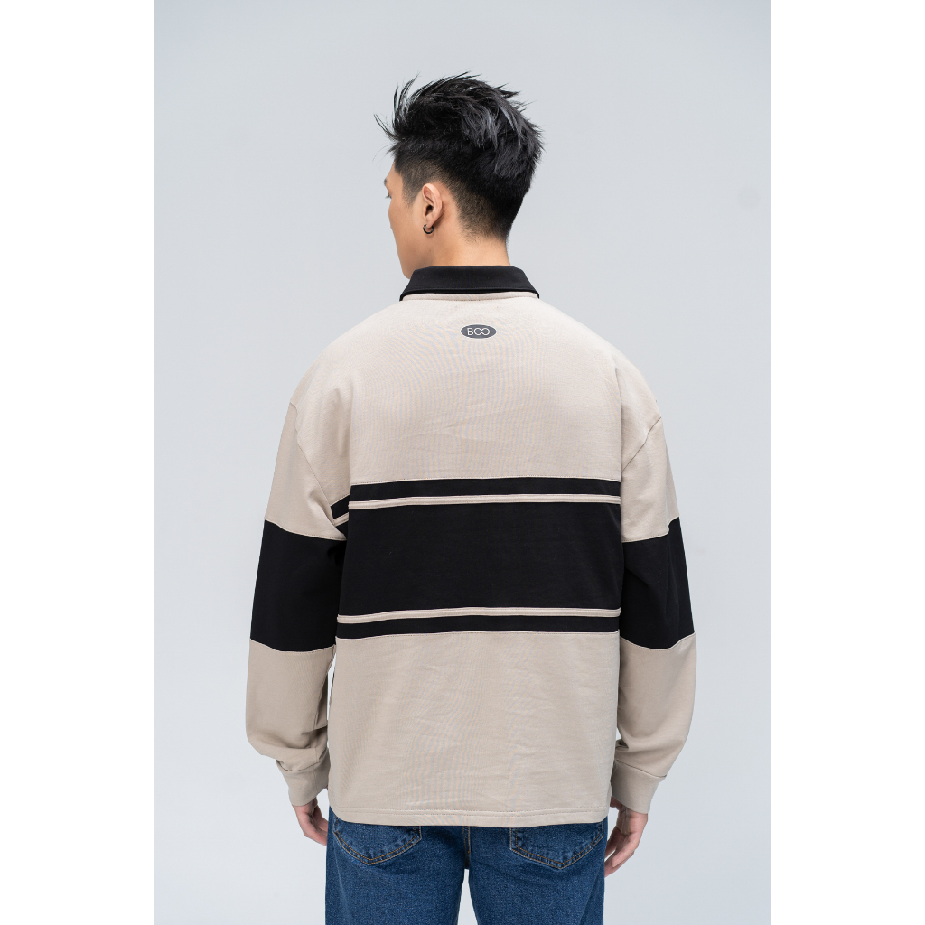 Áo Thun Dài Tay Polo BOO Dáng Oversized Phối Màu EST03