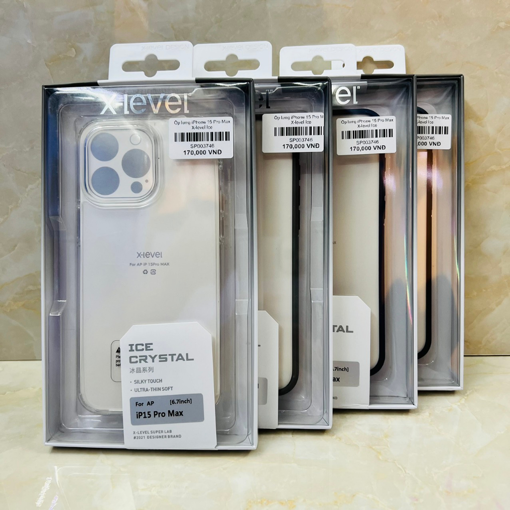 Ốp lưng iPhone 15 Pro/ 15 Pro Max X-Level Ice Crytal trong suốt viền màu