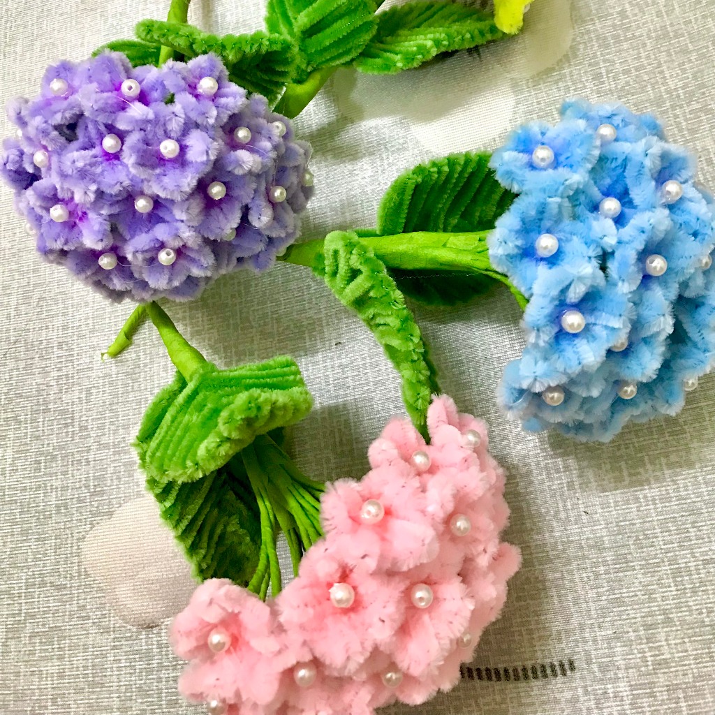 Cành Hoa Cẩm Tú Cầu Decor Kẽm Nhung Handmade Tiệm Nhà SONA