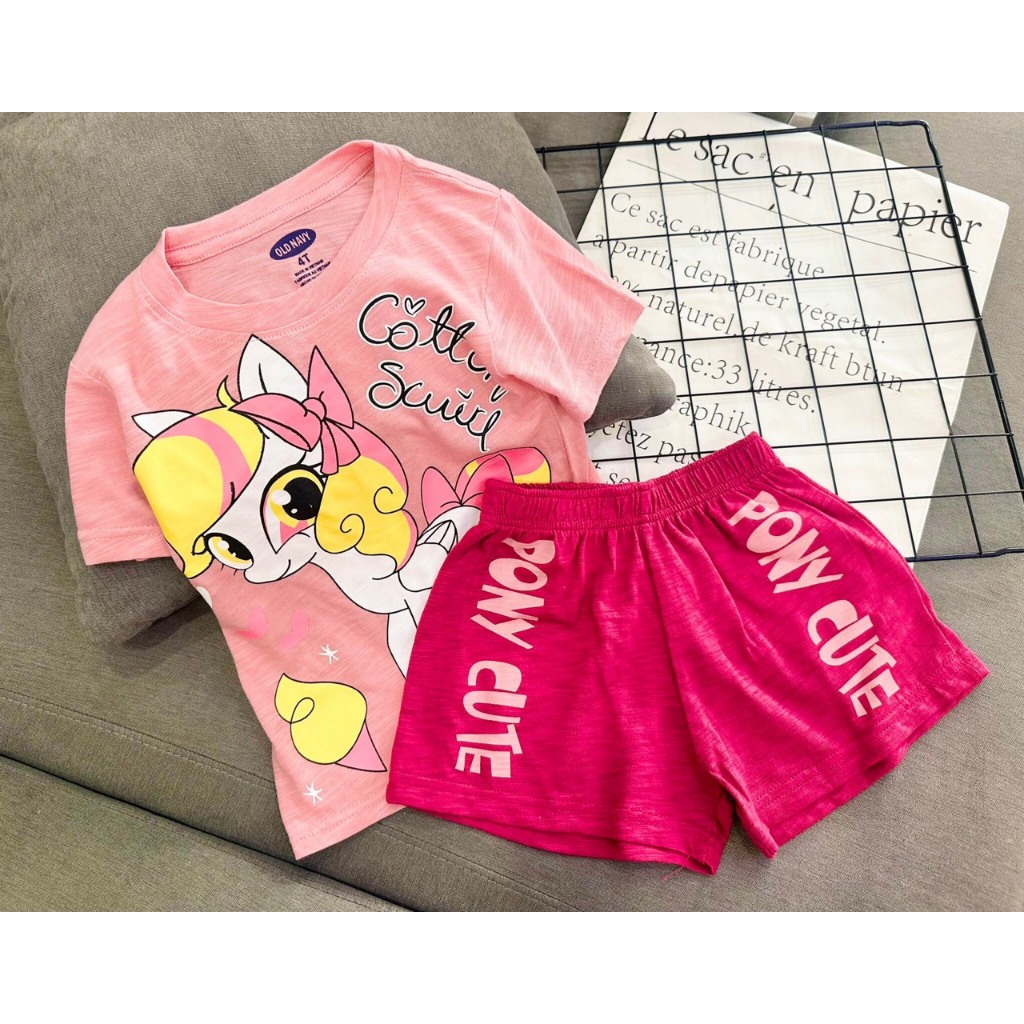 Đồ Bộ bé gái chất thun cotton mềm mịn mát in hình Hottrend siêu dễ thương, Quần áo trẻ em size đại