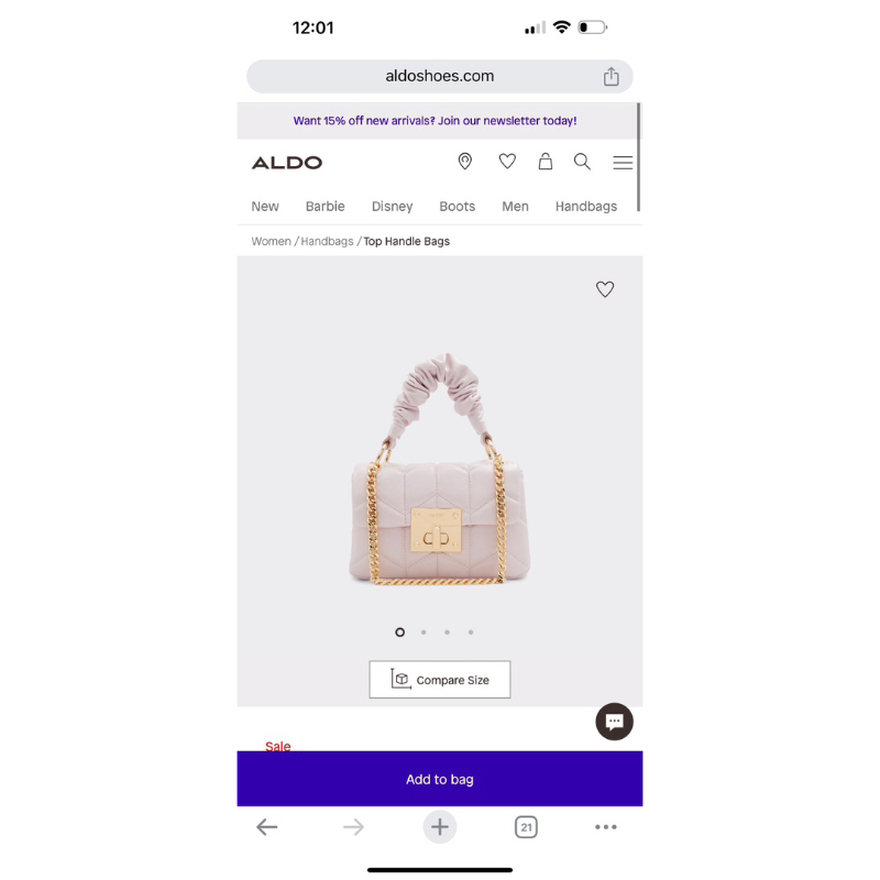 Túi aldo cầm tay đeo chéo nữ