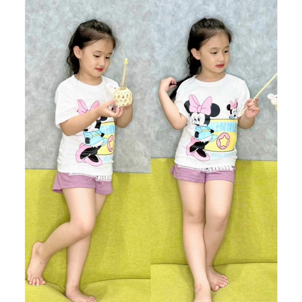 Đồ Bộ bé gái chất thun cotton mềm mịn mát in hình Hottrend siêu dễ thương, Quần áo trẻ em size đại