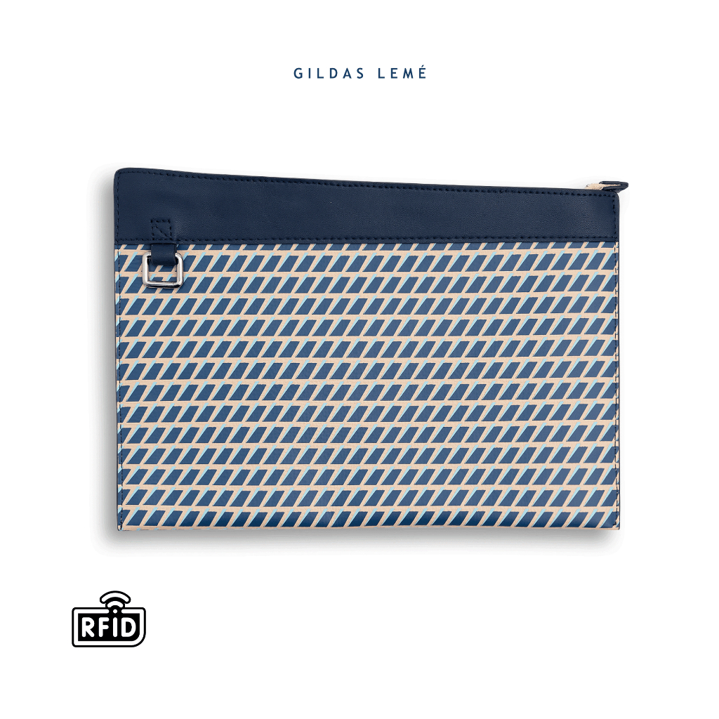 GILDAS LEMÉ - Túi cầm tay clutch da bò nam chống trộm in hoạ tiết