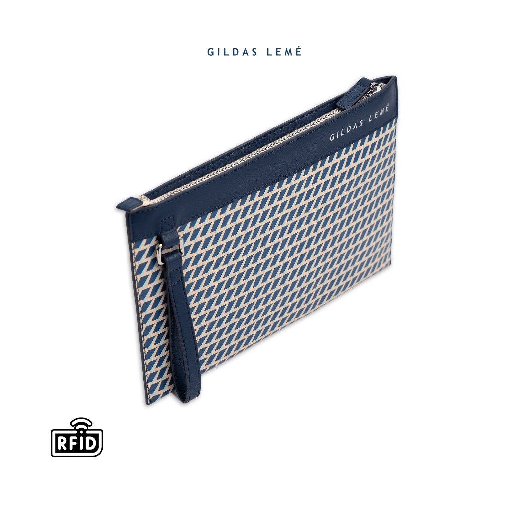 GILDAS LEMÉ - Túi cầm tay clutch da bò nam chống trộm in hoạ tiết