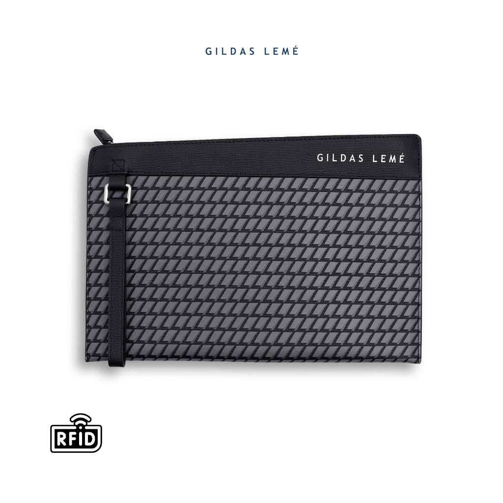 GILDAS LEMÉ - Túi cầm tay clutch da bò nam chống trộm in hoạ tiết