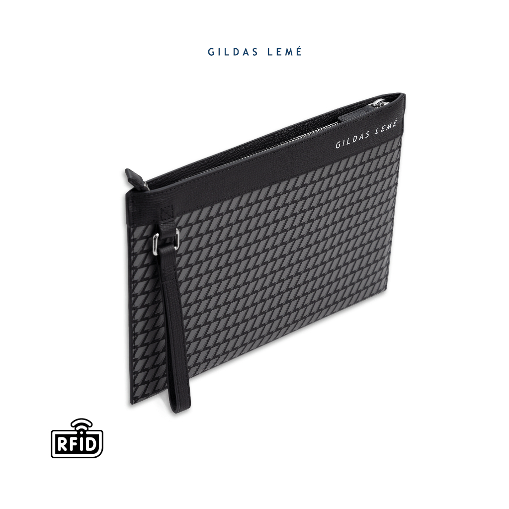 GILDAS LEMÉ - Túi cầm tay clutch da bò nam chống trộm in hoạ tiết
