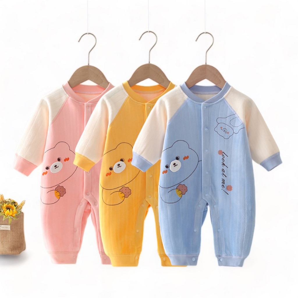 Body nhung lót nỉ dày ấm Bodysuit liền thân dài tay cho bé trai bé gái Hàng Quảng Châu SLN07