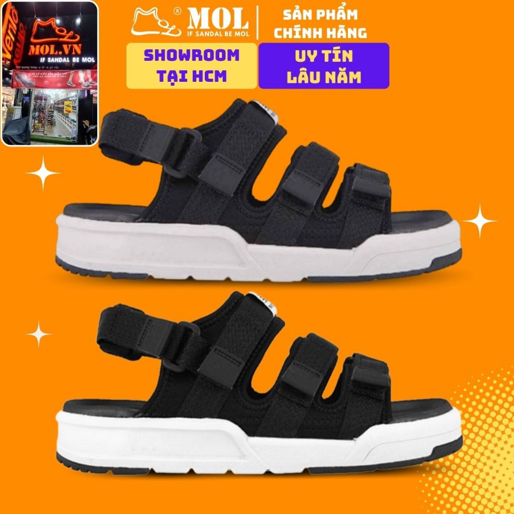 Giày sandal nam nữ 3 quai ngang Vento NV1001B2 màu đen có big size 44 45