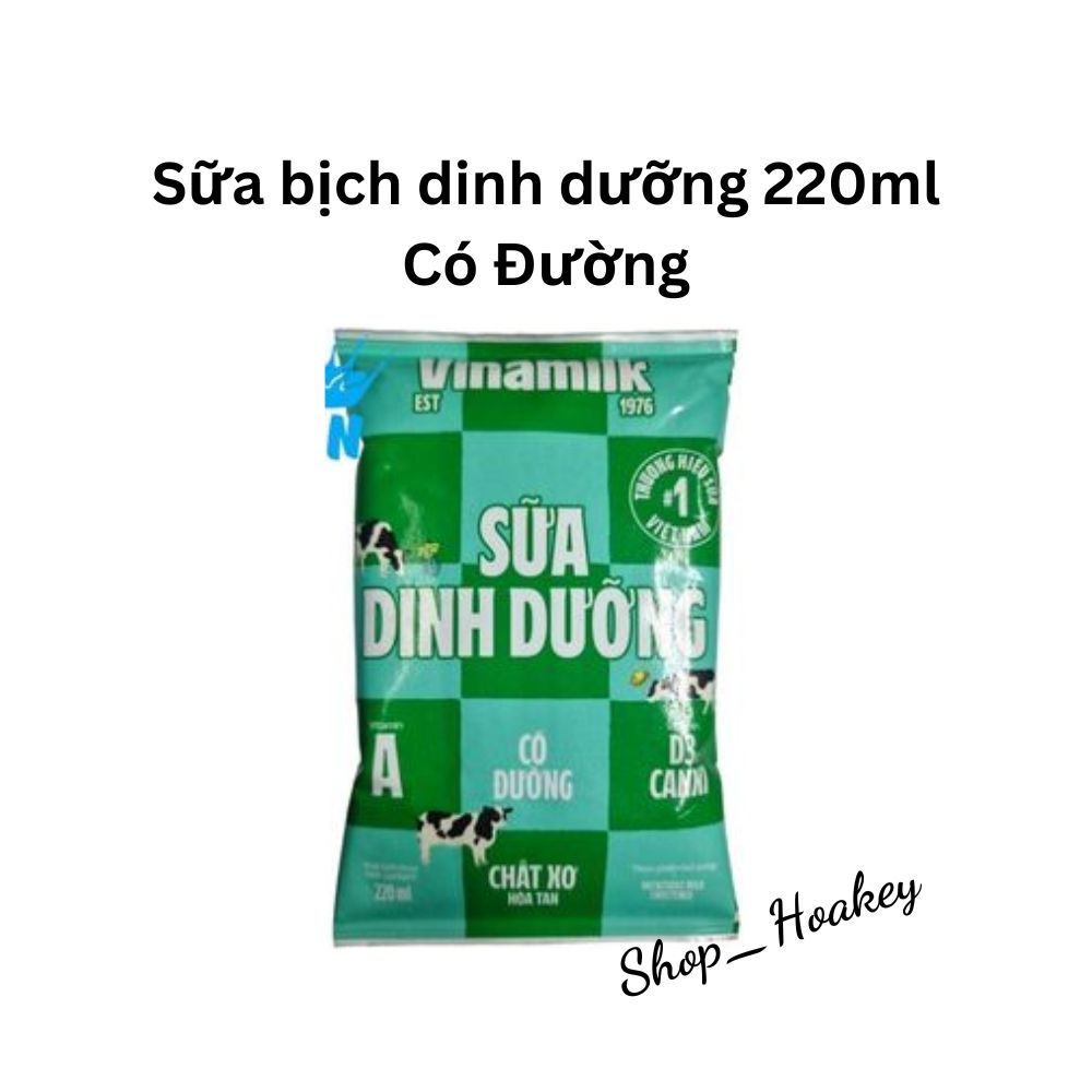 Sữa bịch Vinamilk 220ml hương socola/ dâu/ có đường/ ít đường/ không đường