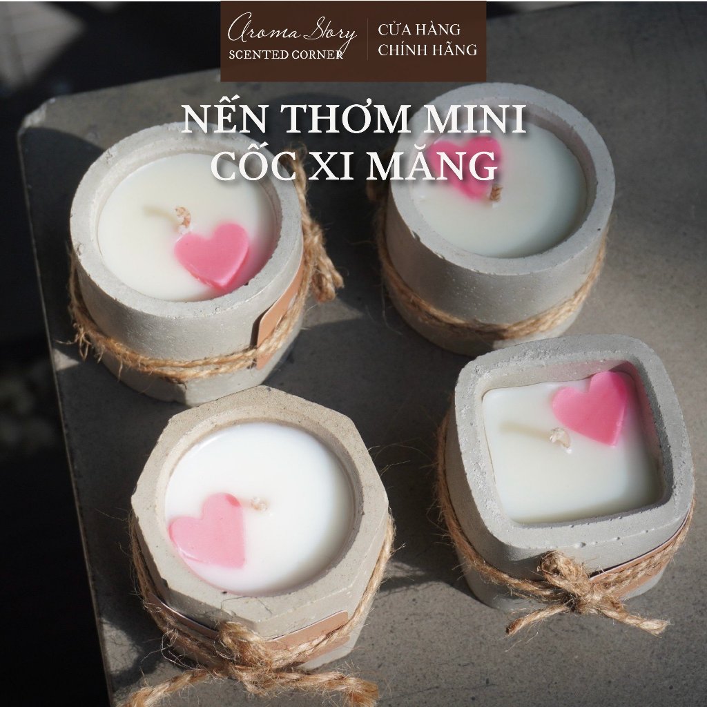 Nến Thơm Cốc Xi Măng Size 40g/ Tealight, Mini Candle Cup Handmade, Nhiều Hương, Sáp Dừa, Tinh Dầu Nhập Khẩu