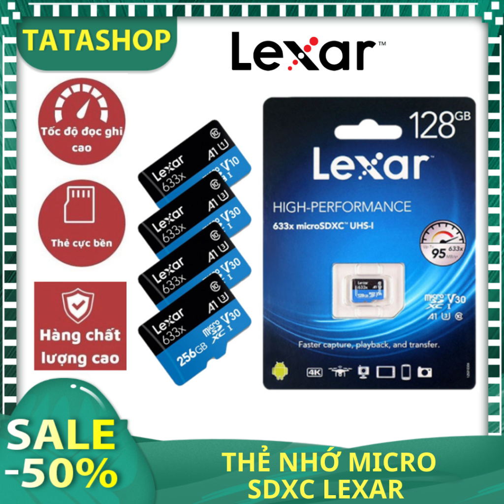 Thẻ nhớ Micro SD Lexar-Kingmax, thẻ 32GB, 64GB, 128GB, tốc độ truyền dữ liệu cao, chống nước, lưu trữ nhiều dữ liệu