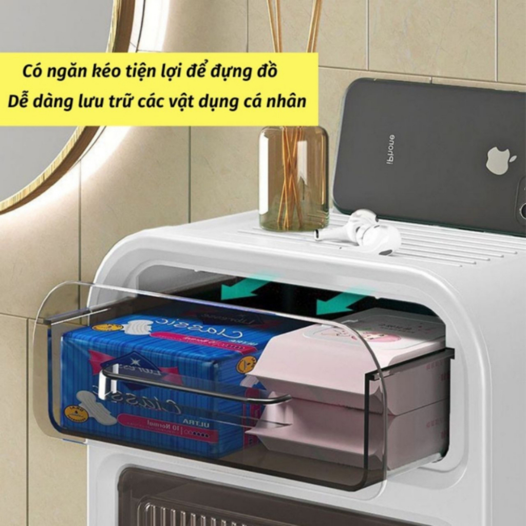 Hộp đựng giấy vệ sinh dán tường 2 tầng chống thấm,sử dụng cho phòng tắm có kệ để điện thoại 2 ngăn chống nước
