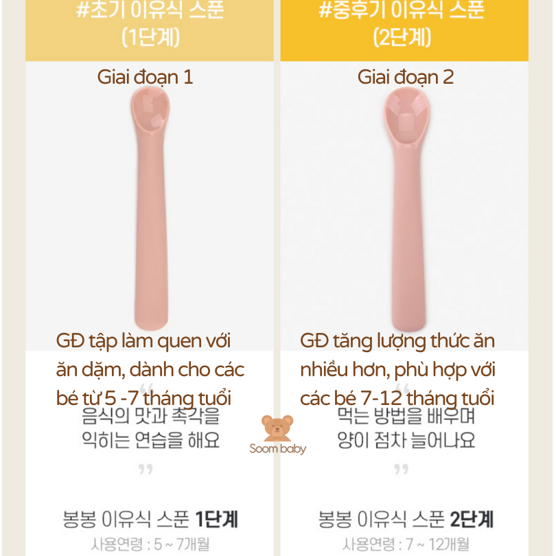 Thìa ăn dặm cho bé Dailylike BonBon 2 giai đoạn kèm hộp đụng