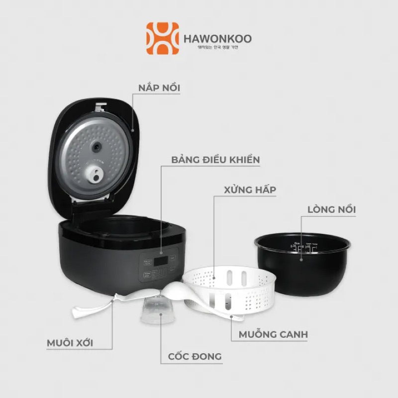 Nồi cơm điện tử cao tần Hawonkoo RCH-152 1300W 1.5L Hàng chính hãng - Bảo hành 12 tháng