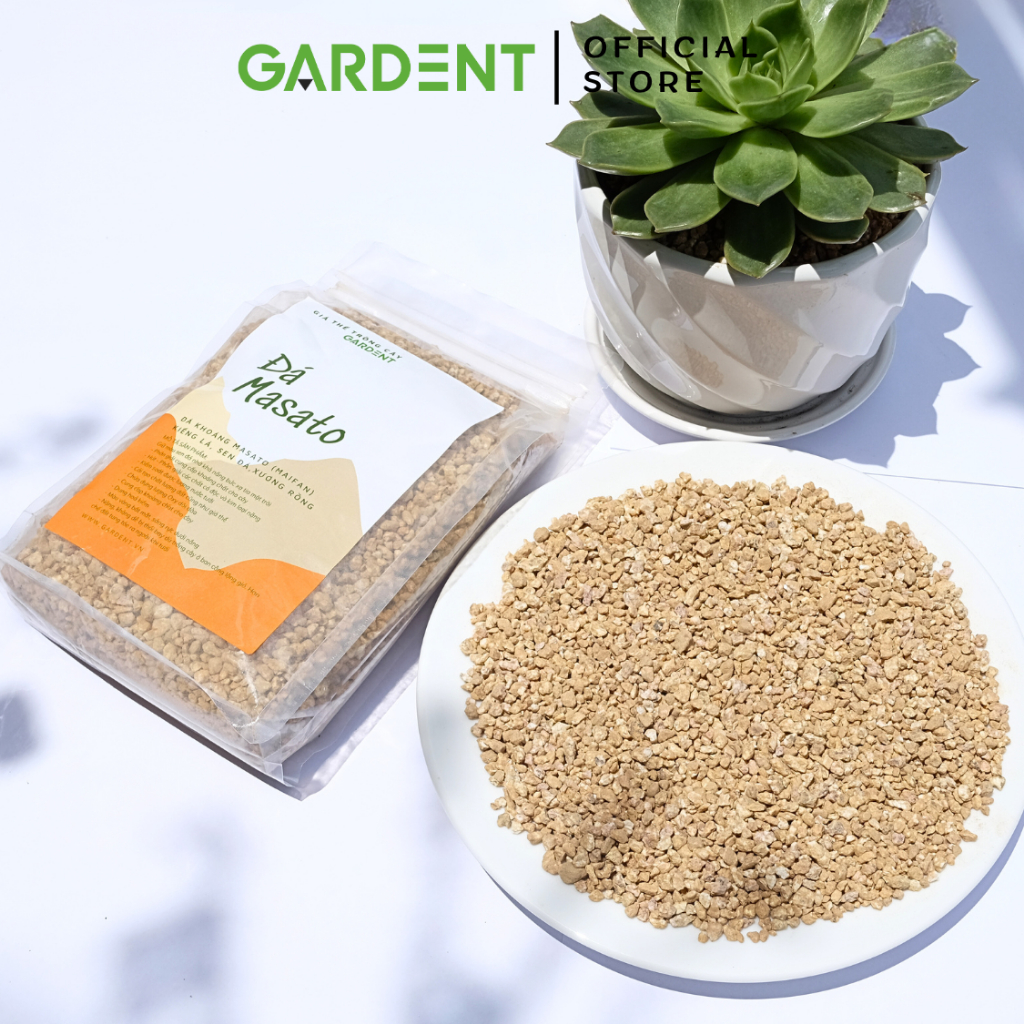 Đá Khoáng Masato GARDENT Đá Maifan Giá Thể Trồng Sen Đá, Xương Rồng, Bonsai Size 3-6mm Bao 1kg