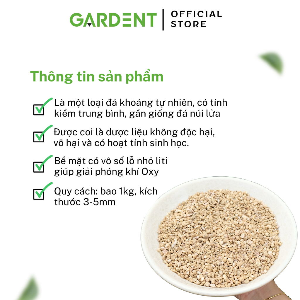 Đá Khoáng Masato GARDENT Đá Maifan Giá Thể Trồng Sen Đá, Xương Rồng, Bonsai Size 3-6mm Bao 1kg