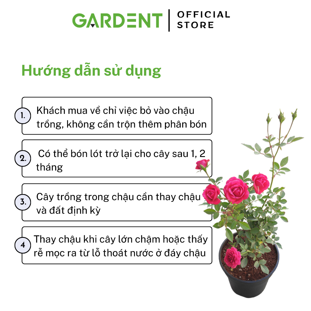 Đất Trồng Hoa Hồng Hữu Cơ GARDENT Đất Trộn Sẵn Nguyên Chất 100% Đã Qua Xử Lý Giàu Dinh Dưỡng Bao 2Kg 5Kg
