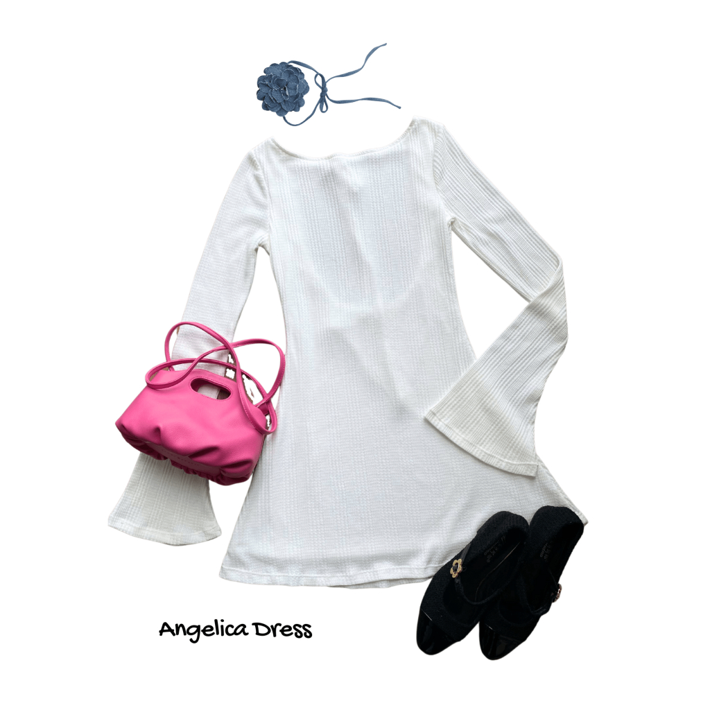 ORIGINALITY - ĐẦM THUN DÀI TAY KHOÉT LƯNG  - ANGELICA DRESS-WHITE