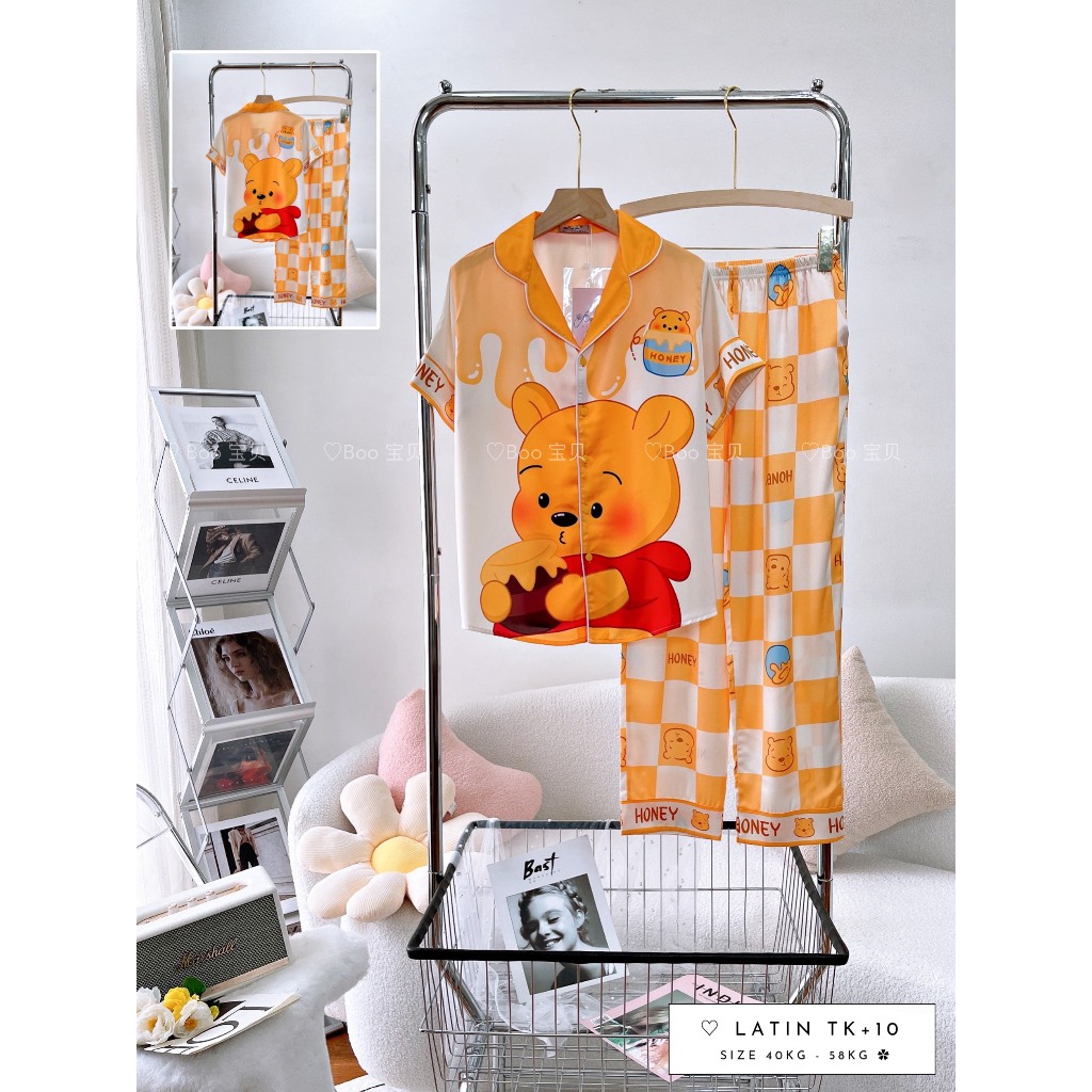 Đồ bộ latin/lụa cao cấp pijama/pijama/pyjama BOO BOO TNQD. hongduyen_2188. gấu lotso