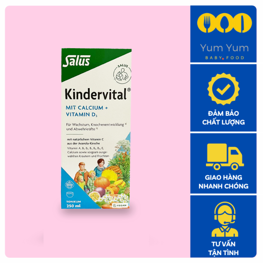 Siro Kindervital ⚡ CHÍNH HÃNG ⚡ Vitamin tăng chiều cao, hộp 250ml hàng nội địa Đức
