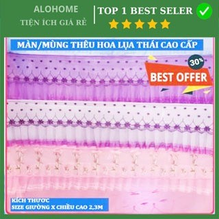 Mùng ngủ thêu hoa màn tuyn thái thêu hoa cao cấp độ bền 5 năm