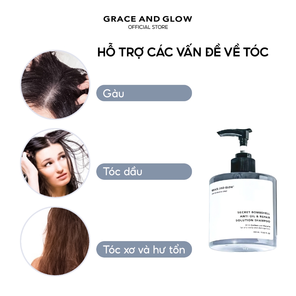 Dầu gội kiềm dầu Grace and Glow Secret Bombshell Anti Oil and Repair Solution Shampoo 400ml