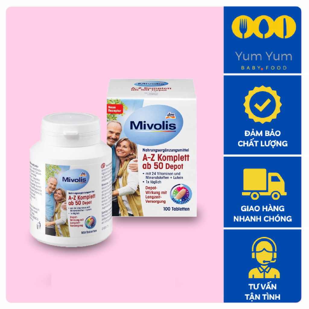 Viên uống vitamin ⚡ CHÍNH HÃNG ⚡ Thực phẩm tổng hợp A Z Depot Mivolis - hộp 100 viên - Hàng nội địa Đức