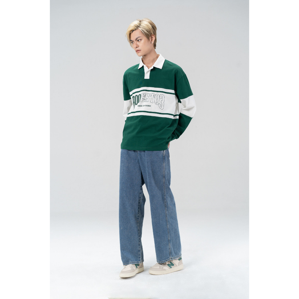 Áo Thun Dài Tay Polo BOO Dáng Oversized Phối Màu EST03