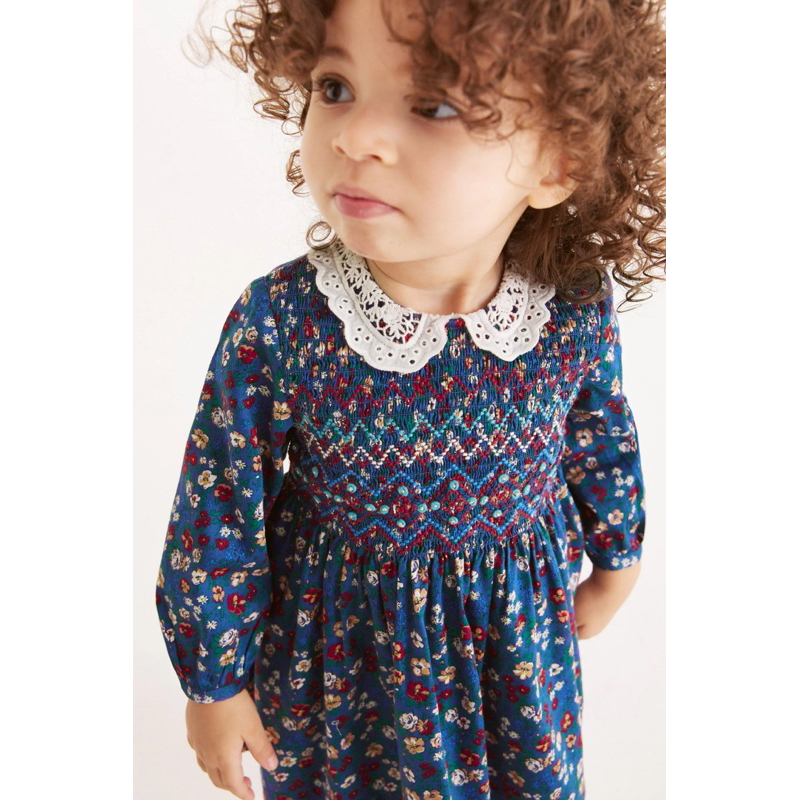 Váy smock hoa nhí dài tay cho bé gái sz 6/7y