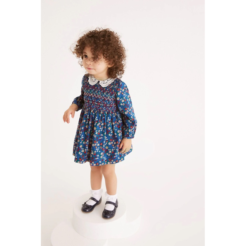 Váy smock hoa nhí dài tay cho bé gái sz 6/7y