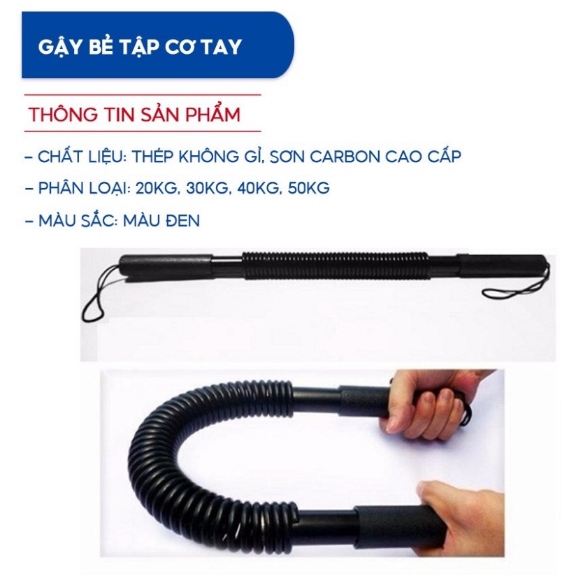 Gậy lò xo tập cơ tay hàng chính hãng 20kg 30kg 40kg 50kg 60 kg