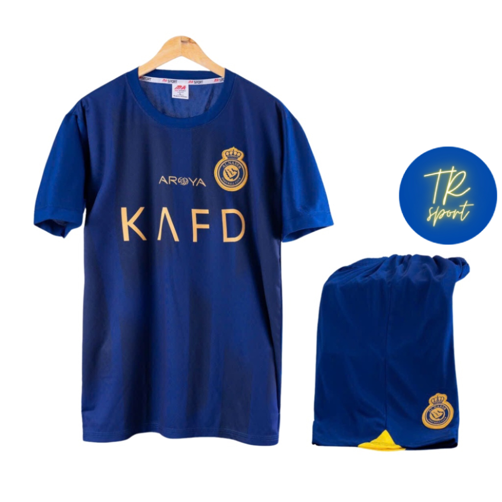 Bộ Quần Áo Bóng Đá CLB Ronaldo AL Nassr Xanh 8kg - 88kg - Đồ Đá Banh 2024 - Logo Thêu - Vải Thun Lạnh Mát Bền - TR Sport