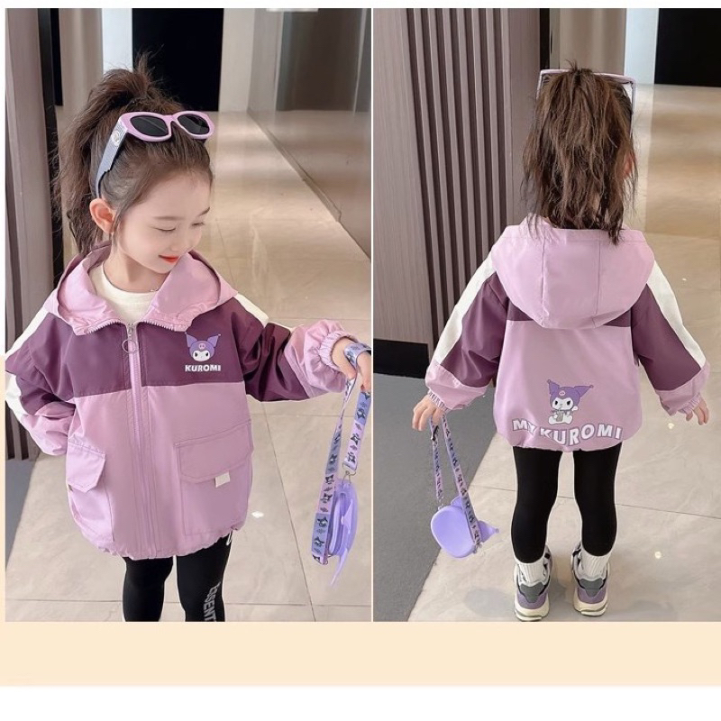 Áo khoác gió 2 lớp bé gái kuromi 110-150