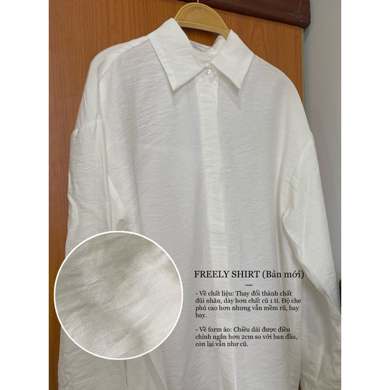 Sơ mi tay dài chất tơ nhăn freesize dáng basic - Freely Daily Shirt