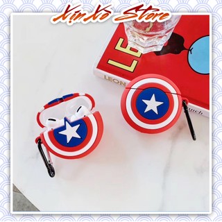 Vỏ ốp case airpod 2 3 pro pro2 khiên caption kèm móc khóa, case airpods caption - xịn xò store