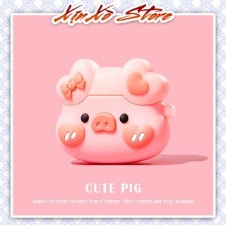 Ốp bảo vệ Airpod 2/3/Pro/Pro2 HEO CUTE ĐEO NƠ kèm móc khóa cao cấp - XỊN XÒ Store