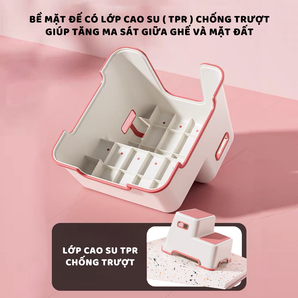 Ghế Kê Chân Toilet, Ghế Bậc Thang Đa Năng YSB 2019 & Bệ Thu Nhỏ Bồn Cầu Chống Trơn Trượt 8857 Vbaby Cho Bé