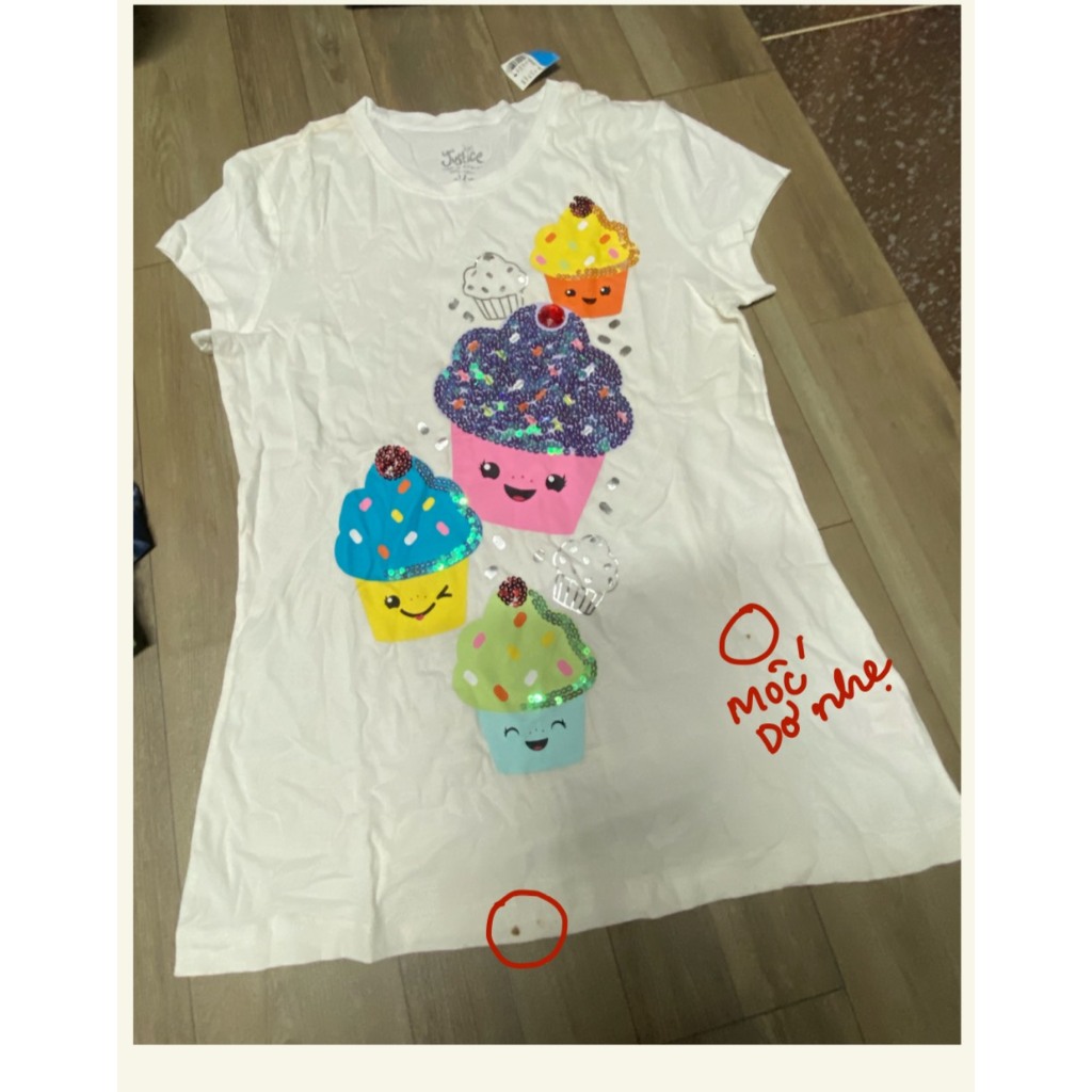 Áo Justice In Hình Đính Kim Sa Size XL Lỗi Dơ SALE 25k Từ 35-45kg